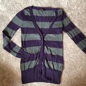 Grey and Purple striped Cardigan